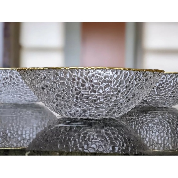 x6 ARTISTIC ACCENTS Bubble Glass Soup Cereal Bowls Gold Rim - Picture 4 of 4